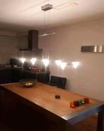 RVS Tafel Lamp met 8 Glazen Kelkjes - Dimbaar, Huis en Inrichting, Lampen | Hanglampen, Ophalen, Zo goed als nieuw, Glas, Modern
