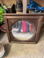 Stijlvolle ronde spiegel met houten frame, Ophalen, Rond, Minder dan 100 cm