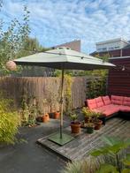 Prachtige houten olijfgroene parasol, Tuin en Terras, Ophalen, Zo goed als nieuw, 2 tot 3 meter, Stokparasol