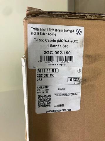 trekhaak vw t-roc cabrio nieuw en origineel dealer 2gc092150 beschikbaar voor biedingen