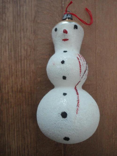 Mooie oude glazen kerstbal sneeuwpop sneeuwman, Diversen, Kerst, Gebruikt, Ophalen of Verzenden