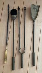 Mooie Open Haardenset van messing, Ophalen, Gebruikt, Hout