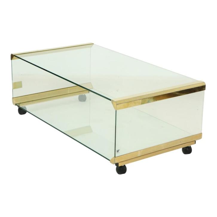 Italiaanse Glazen Salontafel Gallotti & Radice Design, Huis en Inrichting, Tafels | Salontafels, Gebruikt, Minder dan 50 cm, 50 tot 100 cm