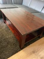 Houten salontafel met rieten manden, Huis en Inrichting, Tafels | Salontafels, Ophalen, Gebruikt, 100 tot 150 cm, 50 tot 75 cm