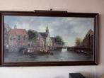 Gezicht op Delfshaven, mooi groot werk van Siem Schaeffer, Antiek en Kunst, Ophalen