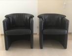 2 Rolf Benz fauteuils in zwart leer, Huis en Inrichting, Fauteuils, Ophalen, Gebruikt, 50 tot 75 cm, Leer