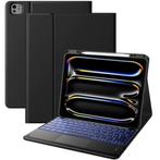 iPad Pro 13" (M4 2024) Toetsenbordhoes-PU Leren Hoes-Zwart, Computers en Software, Tablet-hoezen, 13 inch of meer, Nieuw, Bescherming voor- en achterkant