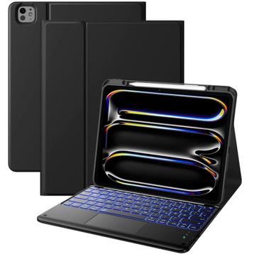 iPad Pro 13" (M4 2024) Toetsenbordhoes-PU Leren Hoes-Zwart beschikbaar voor biedingen