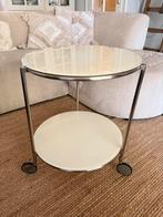 Melk glas tafeltje, Huis en Inrichting, Tafels | Bijzettafels, Ophalen of Verzenden, Zo goed als nieuw, Rond, Minder dan 55 cm