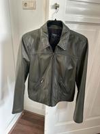 Legergroen leren jack van claudia strater, Ophalen of Verzenden, Zo goed als nieuw, Maat 42/44 (L), Groen