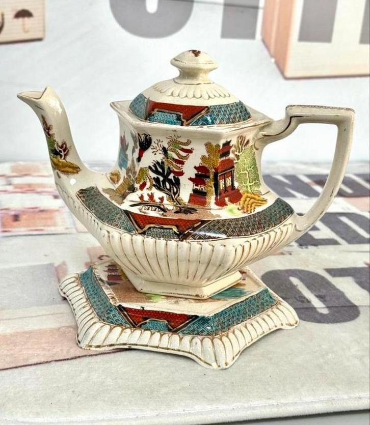 Antiek 1900 Gater Hall & Co Theepot porselein thee-pot set, Antiek en Kunst, Antiek | Servies los, Ophalen of Verzenden