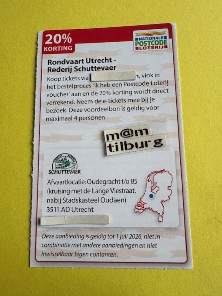 Rondvaart Utrecht - Rederij Schuttevaer 20% korting., Tickets en Kaartjes, Kortingen en Cadeaubonnen, Drie personen of meer, Overige typen