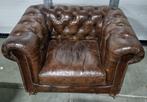 Chesterfield club fauteuil cigar brown leer + BEZORGING, Gebruikt, ., Chesterfield, Ophalen of Verzenden