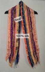 Nieuwe kleurrijke patchwork sjaal 100% zijde uniek design, Silk Route, Ophalen of Verzenden, Nieuw, Sjaal