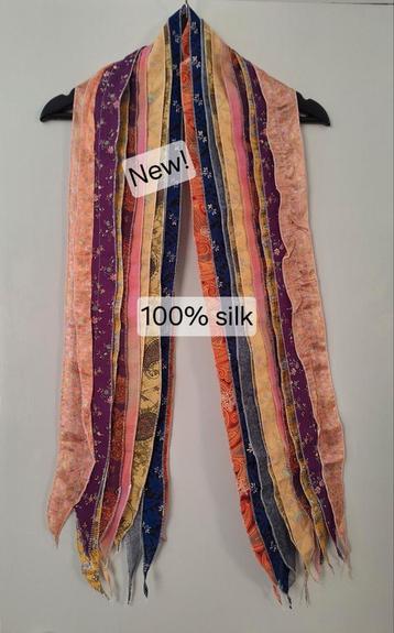 Nieuwe kleurrijke patchwork sjaal 100% zijde uniek design  beschikbaar voor biedingen