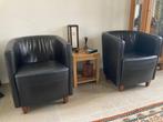 2 leren kuipstoeltjes, Huis en Inrichting, Fauteuils, Ophalen, Gebruikt, Minder dan 75 cm, Leer