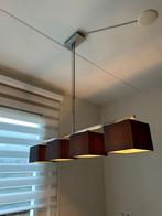 Eetkamer hanglamp RVS met bruine kapjes + lampjes, Huis en Inrichting, Ophalen, Gebruikt, Metaal, 75 cm of meer