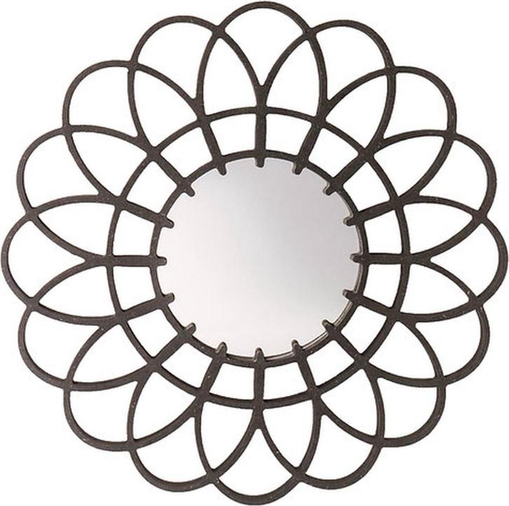 Spiegel-Groot-Zwart-MDF-Acrylaat-Spiegel-Wand-Bloem-Zwart-45, Huis en Inrichting, Woonaccessoires | Spiegels, Nieuw, Minder dan 50 cm
