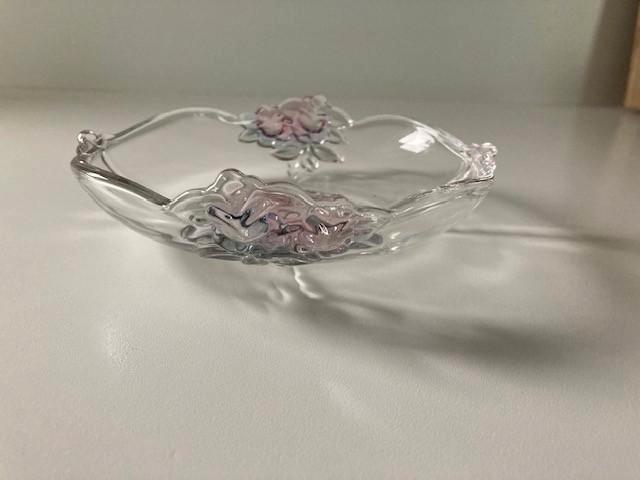 bonbon/koekschaaltje Walther Glass (Germany) rozen decoratie, Antiek en Kunst, Antiek | Glas en Kristal, Ophalen of Verzenden