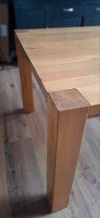 Massief eiken eettafel 210x100., Gebruikt, 200 cm of meer, Rechthoekig, 50 tot 100 cm