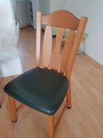 4 blank eiken stoelen met groene zitting, Ophalen, Gebruikt, Overige kleuren