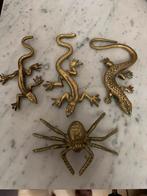Drie koperen salamanders en een spin, Antiek en Kunst, Ophalen of Verzenden