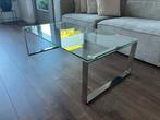 Glazen salontafel bijzettafel rvs chroom glas vintage, Huis en Inrichting, Tafels | Salontafels, Ophalen, Gebruikt, 100 tot 150 cm
