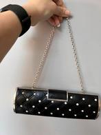 LEREN AVONDTAS GALA CLUTCH MET KRISTAL STUDS AVONDTASJE, Ophalen of Verzenden, Zo goed als nieuw, Zwart, Avondtasje