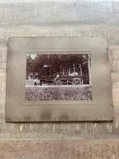 Oude foto paardenkar Bolsward – Sneek ca. 1900 (30x36 cm), Verzamelen, Foto's en Prenten, Gebruikt, Foto, Overige onderwerpen