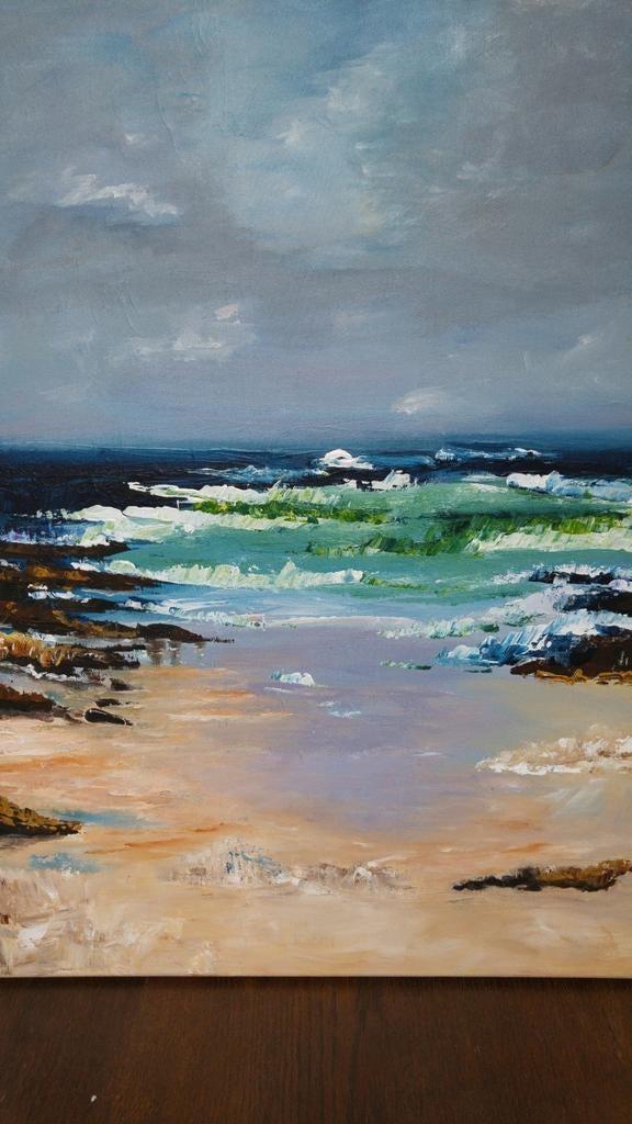 Prachtig handgeschilderd schilderij zee 50 x 70 cm, Ophalen