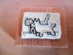 Houten stempel - hondje en poesje, Ophalen of Verzenden, Zo goed als nieuw, Houten stempel