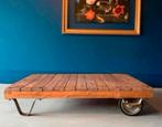 Vintage industriële transport kar, stationskar, salontafel, Ophalen, Gebruikt, 100 tot 150 cm, 50 tot 100 cm