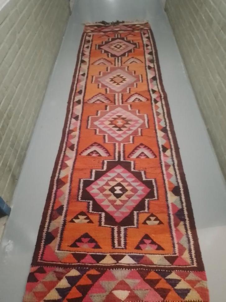 Handgeweven Oosterse Kilim Loper - 85x300cm - Zo Goed Als Ni, Huis en Inrichting, Stoffering | Tapijten en Kleden, Zo goed als nieuw