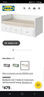 Uitschuifbaar bed. (Ikea), Ophalen of Verzenden, Tweepersoons, Wit, Hout