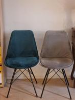 Kick eetkamerstoelen -velvet blauw en grijs, Huis en Inrichting, Stoelen, Ophalen, Overige materialen, Gebruikt, Grijs