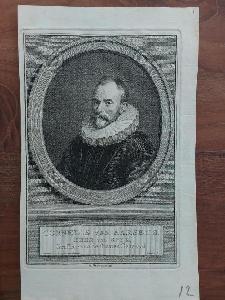 1 / Portret Cornelis van Aarsens door J. Wagenaar, Antiek en Kunst, Kunst | Etsen en Gravures, Ophalen of Verzenden