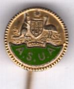 A.S.U.A. groen op koper wapen speldje ( W_468 ), Verzenden, Zo goed als nieuw, Merk, Speldje of Pin
