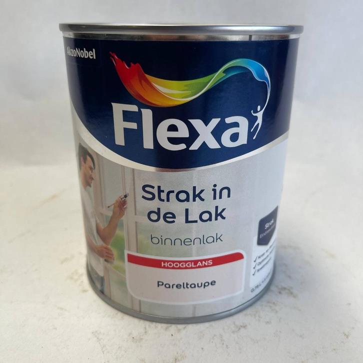 Flexa Strak in de Lak Verf Pareltaupe Taupe Hoogglans 750ml, Doe-het-zelf en Verbouw, Verf, Beits en Lak, Nieuw, Lak, Minder dan 5 liter