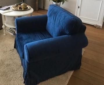Ikea ektorp fauteuil met nieuwe hoes  Fluweel donkerblauw  beschikbaar voor biedingen