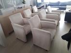 eetkamerstoelen met wieltjes 6 stuks suede creme stof, Ophalen, Gebruikt, Overige kleuren, Vijf, Zes of meer stoelen