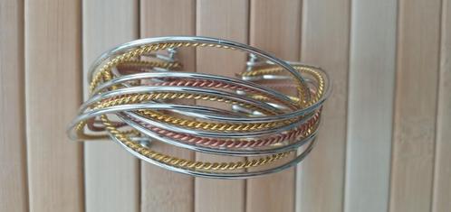 Trendy armband in driekleur gedraaid zilver, geel- rosegoud, Sieraden, Tassen en Uiterlijk, Armbanden, Nieuw, Zilver, Goud, Verzenden