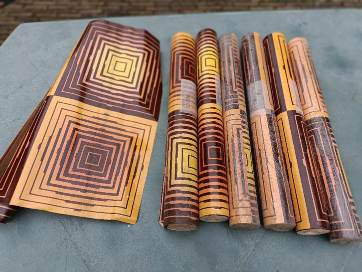 Vintage behang in psychedelische lijnen NIEUW New old stock, Huis en Inrichting, Stoffering | Behang, minder dan 10 m², Ophalen of Verzenden