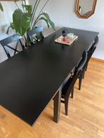 Ikea zwarte inklap tafel met stoelen, Huis en Inrichting, Tafels | Eettafels, Ophalen, Zo goed als nieuw, Rechthoekig, 50 tot 100 cm