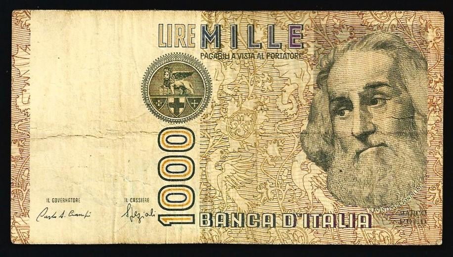 Bankbiljet - 1000 Lire Italië 1982 - Gecirculeerd (1), Postzegels en Munten, Bankbiljetten | Europa | Niet-Eurobiljetten, Ophalen of Verzenden