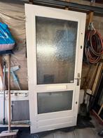Hardhout voordeur dubbel glas met slot, Doe-het-zelf en Verbouw, Deuren en Horren, 80 tot 100 cm, Gebruikt, Glas, Buitendeur