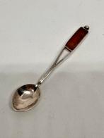 Zilveren lepeltje met barnsteen, Ophalen of Verzenden, Zo goed als nieuw, Zilver, Met edelsteen
