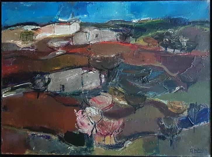 Harry Koolen(1904)Olieverf doek "Zuid Limburgs Land" Ges Ged, Antiek en Kunst, Kunst | Schilderijen | Modern, Ophalen of Verzenden