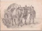 G. Dresselhuijs. Karbouwen. Potloodtekening 1863, Antiek en Kunst, Kunst | Tekeningen en Foto's, Ophalen of Verzenden