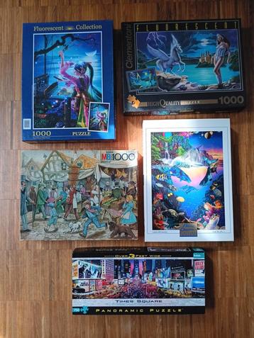 Set van 5 puzzels, 1000 stukjes beschikbaar voor biedingen