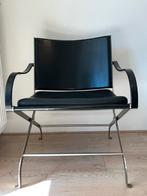 Zwarte leren Flexform Carlotta fauteuil, Huis en Inrichting, Fauteuils, Ophalen, Zo goed als nieuw, Leer